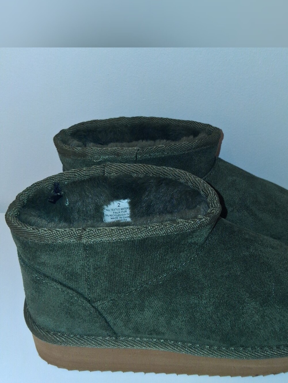 The Children's Place Kids Olive Green Faux Suede Winter Boots (Size 2)